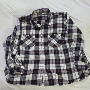 Lauren Ralph Lauren Plaid Flannel Shirt Women’s 3X Black White Pink Button Up